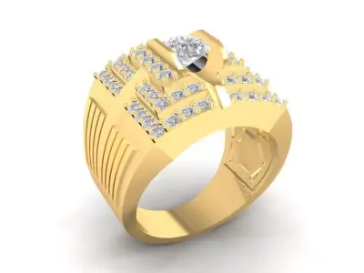 Luxury Square Diamond Men Ring 588 3D print model