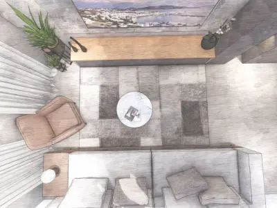 living room 3D model 2