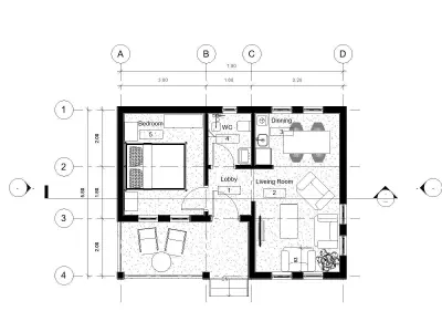 House Plans 8X6  3D model