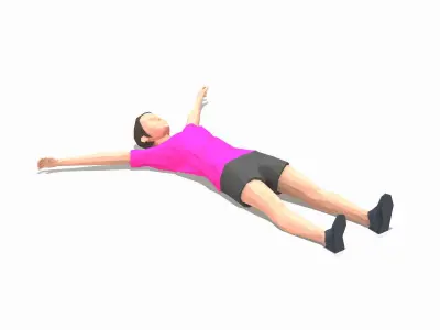 opposite hand to toe touch Exercise Woman Animation Low-poly 3D model