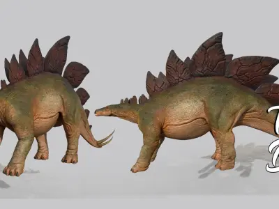 Jurassic Park Stegosaurus Blender Low-poly 3D model