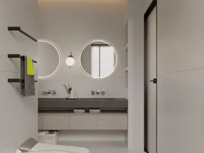 modern bedroom and bathroom 3D model