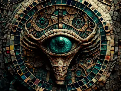 3D model and PBR textures of an ancient alien mosaic Low-poly 3D model