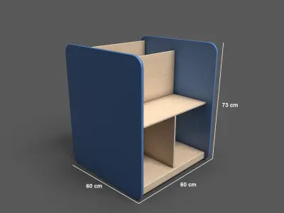 MaxiBacUp With Bench Blue Low-poly 3D model