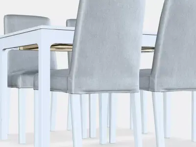 EKEDALEN - BERGMUND Table and 4 chairs 1 Low-poly 3D model