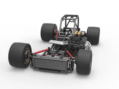 Supermodified front engine race car Base Scale 1 to 25 3D print model