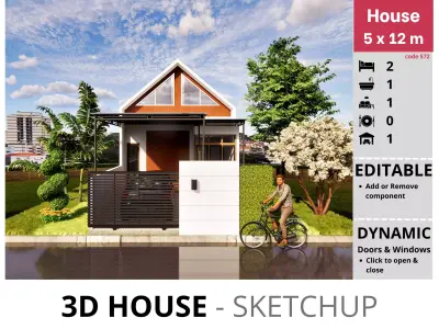 House 5x12m code 572 - Sketchup 3D model 3D model 3D model