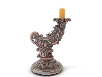 Ornate Candleholder D Model Pack Low-poly 3D model