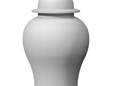 Traditional Ceramic Vase Urn Decorative Sakura Pattern Jars 3D model