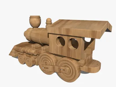Wooden Toy Train 3D model