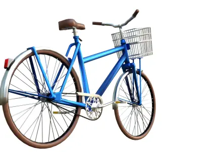 Lowpoly Bicycle with Basket Low-poly 3D model