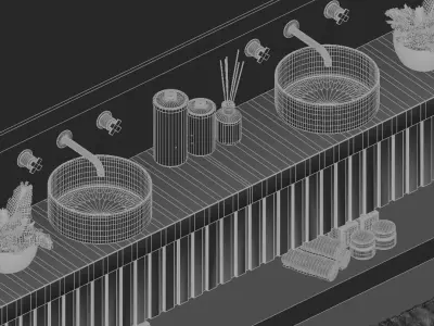 Isometric Bathroom Scene - Stylized Low-Poly Interior Low-poly 3D model