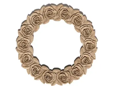 Frame-016 wooden rose wreath 3D model