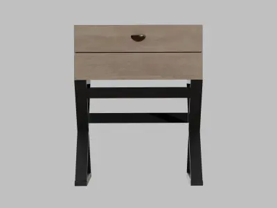 Secretary Desk oak wood Low-poly 3D model