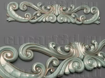 Cartouche pair of ornate scrolls 3D print model