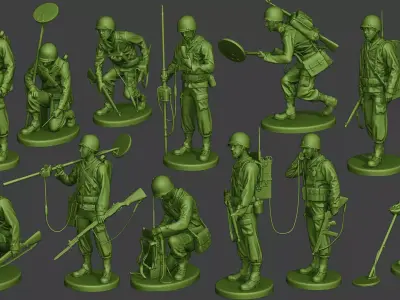 American engineer soldiers ww2 A9 Pack 3D Model Collection