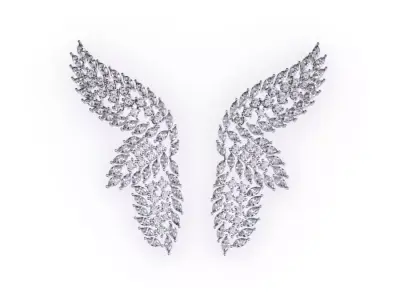 Luxury Butterfly Diamond Earrings 3D Model   High Jewelry Design 3D print model
