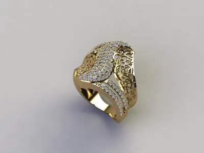 STL 3DM Women Ring Womens Ring Diamonds With Stone Model 3D print model get