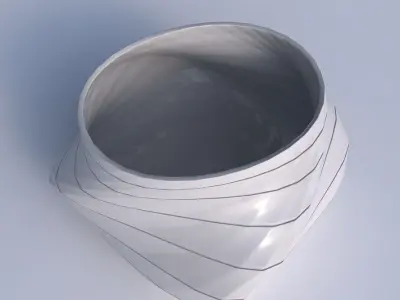 Bowl twisted elipse with hard horizontal dents 3D print model