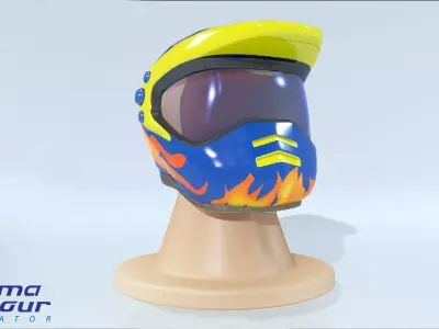 Motorcycle modern Helmet  Low-poly 3D model