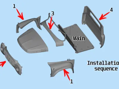  All parts are separated Truck ZIL 130 Printable Body Soviet Car 3D print model