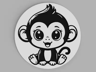 Baby Monkey Coaster Free 3D print model