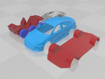 Audi RS3 Sedan 2025 - Separate Parts STL Model 3D print model