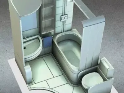 Compact Bathroom Module Free low-poly 3D model