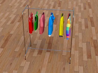Textured Hanged Tshirts Cloth Rack 3D model