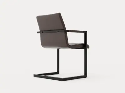 House Dining Chair Vintage Artificial Leather Dark Brown Low-poly 3D model