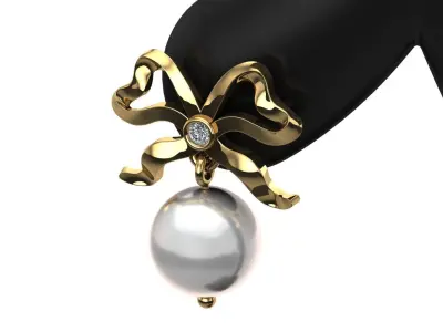 knot pearl earring 3D print model