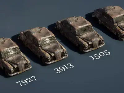 Old Rusty Car 3d model  Low-poly 3D model