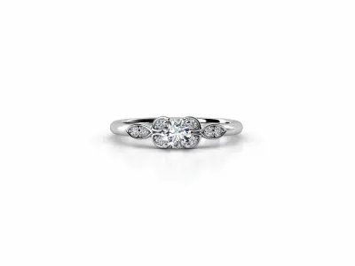 ZDR088 engagement ring with diamonds 3D print model
