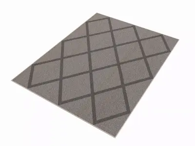 Indoor rectangle soft rug carpet grey 3D model