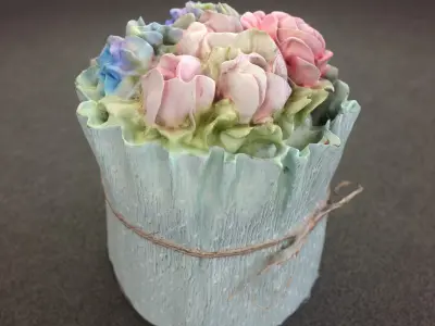 3D Photorealistic Easter Bread with Cream Flower Decoration 3D model