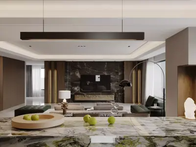 Modern living room dining room interior scenes 532 3D model