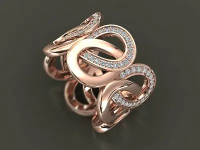 infinity chain ring diamond jewelry 3D print model