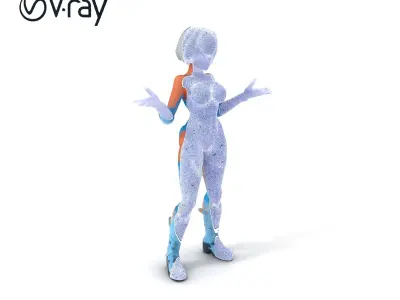 Cybernetic Warrior Femme Fatale  Sleek Armor  Silver Hair Low-poly 3D model