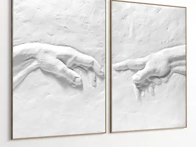 Plaster Two Photo Frame 446 Low-poly 3D model