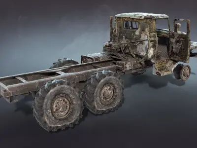 Ural-375 Burnt Low-poly 3D model