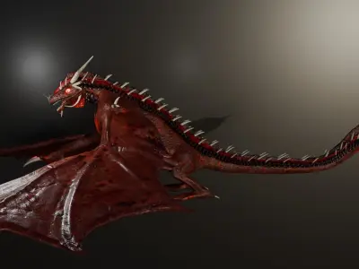 Rigged Red Dragon with 7 Animation   Low-poly 3D model