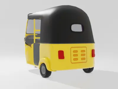 Modern three-wheel tuktuk taxi  bajaj re 3D model Low-poly 3D model