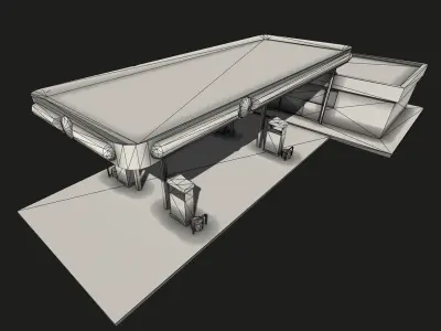 Gas Station Low-poly 3D model