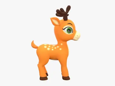 Cartoon Deer Low-poly 3D model