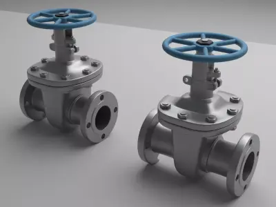 Flanged Gate Valve 3D Model with Interior Mechanical Details 3D model