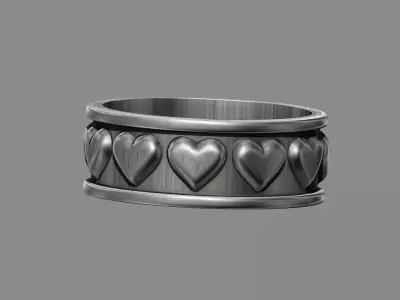 Love hearts wedding band ring 3D print model