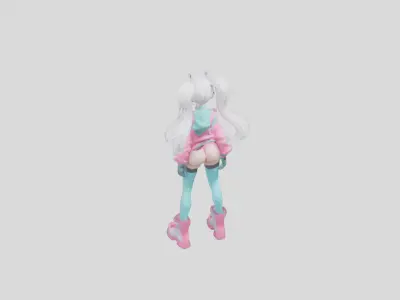 Scifi girl character Low-poly 3D model