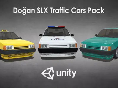 Tofas Dogan SLX Traffic Cars Pack for Unity Low-poly 3D model