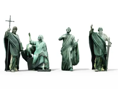 Statues Cathedral Issakievskogo Low-poly 3D model