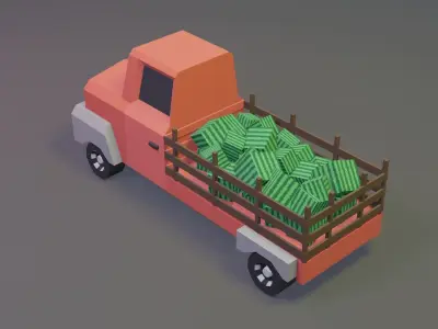 Watermelon Truck Low-poly 3D model